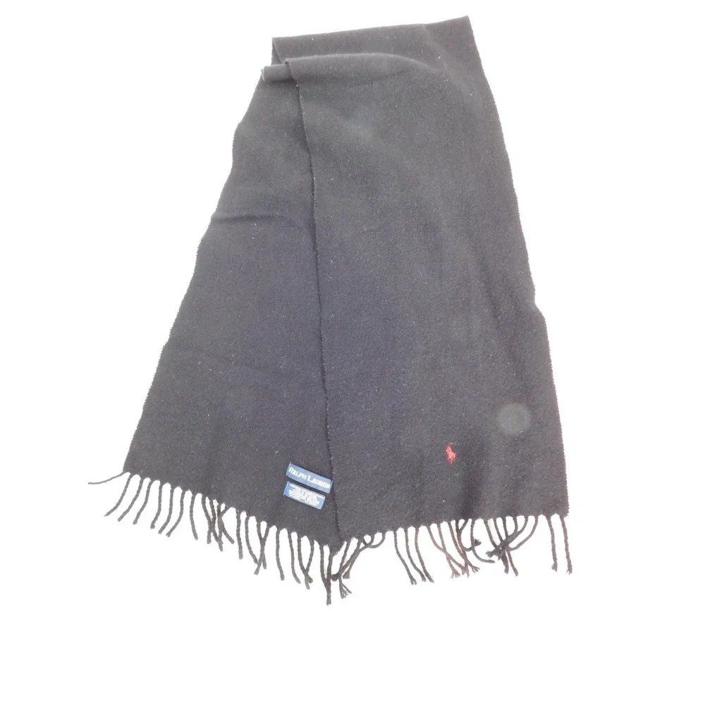 Vintage Ralph Lauren Polo Lambs-wool Blend Black Scarf